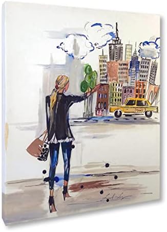 עיצובים של קולין קאריס | פגוש אותי בניו יורק | אמנות קיר בד צבעי מים, 24x20